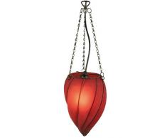 Naeve Leuchten 723921 Oriente - Lampadario a sospensione in metallo e vetro a 1 lampadina E27 da 60W, altezza: 28 cm, diametro: 18 cm, colore: rosso/marrone