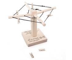 Stendibiancheria a ombrello mini in legno - Con incisione – Quando le persone sono speciali – Motivo piccioncini – Idee regalo matrimonio – Confezione regalo originale
