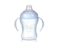 Nuby NT69000 - Bicchiere antigoccia Softflex Natural Sipper da 240 ml, beccuccio in morbido silicone, per bambini dai 6 mesi in su, colore: Blu