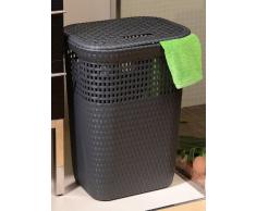 Dea Home Z439M097 Cesta Portabiancheria Rattan, 60 L, 42x33x58, Antracite