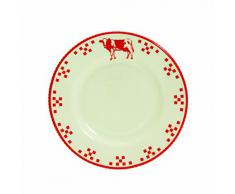 Quid 2058054 Marguerite Country - Servizio da 6 piatti da dessert, in ceramica, dimensioni: 19,8 x 19,8 x 2,20 cm, colore: Bianco/Rosso