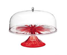 Guzzini IRIS ROSSO TRASPARENTE Alzata porta dolci torte con campana grande 24940265