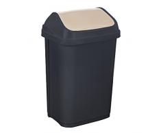 OKT 10308826000, Secchio per la spazzatura con coperchio basculante, 50 L, colore: Grigio/Crema