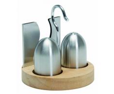 Quid 4960397 - Set saliera e pepiera Convive My Club Friends, in acciaio inox e legno
