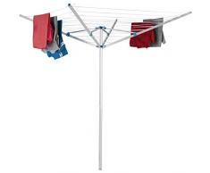 TecTake Stendibiancheria a ombrello alluminio | filo per stendere | 4 bracci, 10 fili per ogni lato | Altezza regolabile in continuo | Diametro: ca. 214 cm