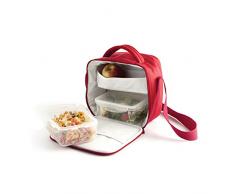 Quid - Go Lunch, Borsa termica porta-pranzo, incl. 2 contenitori, 22 x 13 x 22 cm, colore: Rosso