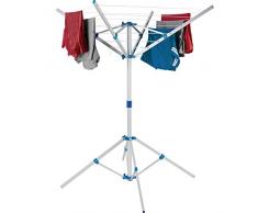TecTake mobile Stendibiancheria a ombrello alluminio | filo per stendere | 4 bracci, 6 fili per ogni lato | Altezza regolabile in continuo | Diametro: ca. 140 cm