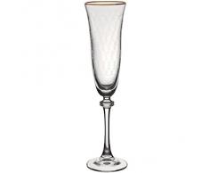 Flute da champagne, bicchiere champagne, coppa champagne "ALEXANDRA" con bordo oro, tecnica della pantografia, bicchiere cristallo, stile moderno (AMARA DESIGN powered by CRISTALICA)
