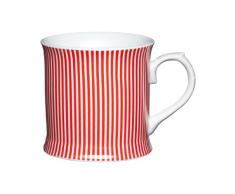 Kitchen Craft - Tazza mug in porcellana con motivo a righe, 400 ml, colore: rosso