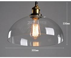 San Tai@Lampada lampadario a sospensione design retrò,colore trasparente,bicchiere,30cm*33cm