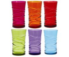 Quid 7069159 - Set di 6 bicchieri alti in vetro 34 cl, colore: multicolore