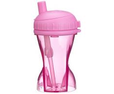 Difrax - Bicchiere con cannuccia salvagoccia, 250 ml, colore: Rosa