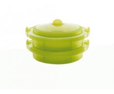Lékué 3400702V09U004 - Vaporiera, 2 livelli + coperchio verde
