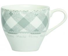 Novastyl 4060254 Vichy - Set di 6 tazze in grès, da caffè, 10 cl, colore: grigio/bianco