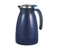Esmeyer Glace - Caraffa termica GLACE, contenuto 1,5 litri, doppia parete in acciaio inox, laccatura blu scuro, superficie lucida, da usare con una sola mano