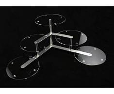 Alzata per torta, alluminio e plexiglas, 3 piani, per matrimonio, 5 dischi Ø 30 cm