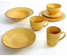 Quid 2058044 - Servizio di 6 piatti da dessert in terracotta, 20 cm, serie Fusilli World Food Italy, colore: Giallo