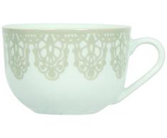 Novastyl 8010330 - Servizio da 6 tazze da tè in porcellana, dimensioni: 9 x 9 x 6 cm, motivo: pizzo, colore: Bianco