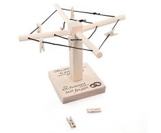 Stendibiancheria a ombrello mini in legno - Con incisione – Quando le persone sono speciali – Motivo annelli – Idee regalo matrimonio – Confezione regalo originale