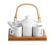 Chio Servizio Caffè con Base in Bambù, Bianco/Legno, 5 Pezzi