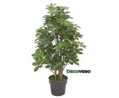 Schefflera Arboricola Pianta Albero Artificiale Plastica 95cm con Legno Naturale Decovego