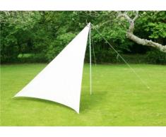 Clicca per ingrandire Vela ombra frangivento portatile da esterni in Avorio con palo, corde e picchetti – Triangolare 3m x 3m x 2.5m