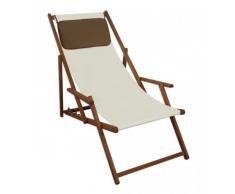 Sedia a sdraio bianco sedia a sdraio pieghevole sedia a sdraio, lettino da giardino in legno Sedia da spiaggia Mobili da giardino 10 – 303 KD