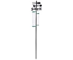 Brema, 140590, Termometro da giardino con banderuola segnavento e pluviometro, altezza: 120 cm
