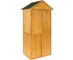 TecTake Armadio da esterno in legno casetta per gli attrezzi | tetto a punta | 69 x 60 x 211 cm