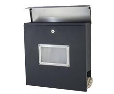 Cassetta della posta di design, da montare a parete, modello 333 RAL 7016, colore: grigio antracite, con scomparto per quotidiani