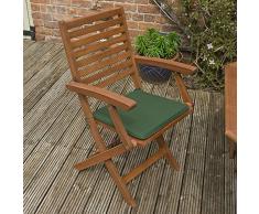 Set di mobili da giardino in legno pieghevole a 6 posti – Set da pranzo – questo set di 7 pezzi tavolo e sedie è il complemento ideale per esterni soggiorno per terrazze, realizzati in legno di eucalipto certificato FSC * con 6 cuscini verde *