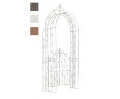 CLP Esclusivo arco per piante rampicanti GRENADA con cancello, in ferro (fino a 3 colori a scelta) bianco antico