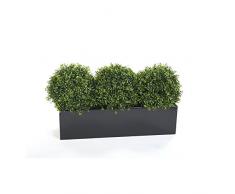 3 palline in bosso artificiale, con luci, 38 cm, in fibra di vetro, 1 m, colore: nero, pianta artificiale Trough. splendida scatola per esposizione.