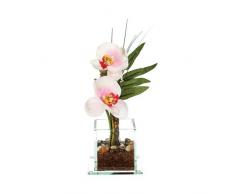 Composizione di fiori artificiali, orchidee, altezza 25 cm, colore: bianco