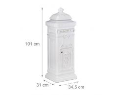 Relaxdays libera installazione antico Mailbox, 101 x 34.5 x 31 cm, nostalgico, cassetta postale, alluminio, design inglese, bianco
