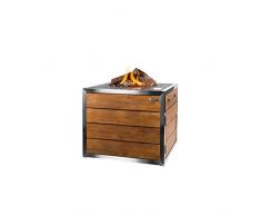 Happy Cocooning fuoco tavolo giardino Teak legno acciaio inox nero HC15 fuoco 1001 a