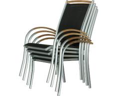 IB-Style - Mobili da gardino DIPLOMAT | 6 variazioni | 4x sedia impilabile in argento / nero / teak | grouppo - set - lounge - resistente alle intemperie