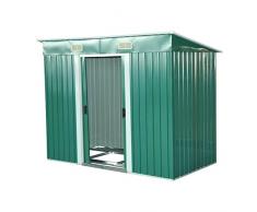 Outsunny - Box Casetta Porta Attrezzi da Giardino in Lamiera d'Acciaio 237 x 119 x 181cm, Verde