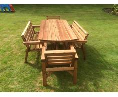 Set di mobili da giardino in legno. 6 'tavolo 2 panche e 2 sedie