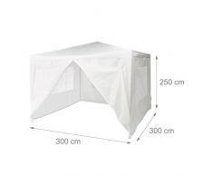 Relaxdays Gazebo 3x3 m, 4 pareti laterali, telaio metallo, telo PE, finestre, tenda per feste, festival chiusa, bianco