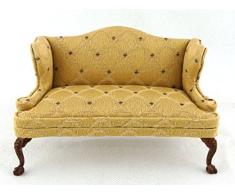 Casa delle bambole in miniatura, per mobili da giardino in platino Loveseat-divano in legno di noce, colore: oro
