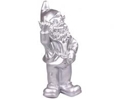 Statuetta nano da giardino con dito medio alzato - per giardini - argentato - 15 x 12 x 32 cm