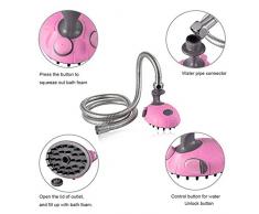 Multifunzionale Shower Head Pet Dog Cat spruzzo di massaggio Shampoo Brush Cani bagno dello spruzzo d'acqua portatile Bagno Pet idromassaggio spruzzatore interno o esterno Usa (Rosso)