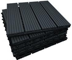 36 x interlocking Composite piastrelle – ebano click-deck piastrelle – patio, giardino, balcone, vasca idromassaggio. 30 cm Square Deck tile