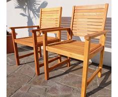 Doppia sedia da giardino design SARIA-EU fatta di eucalipto, come teak