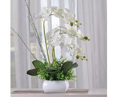 Fiori artificiali SCFLOWER Orchidee In Plastica Ceramica Vasi Di Fiori Fiori Finti Bundle Home Wedding Decorazione Regali White
