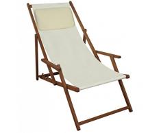 Sedia a sdraio bianco sedia a sdraio pieghevole sedia a sdraio, lettino da giardino in legno Sedia da spiaggia Mobili da giardino 10 – 303 KH
