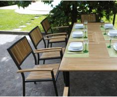 Tavolo da giardino rettangolare Moia-RTT_62 Vigo Moia in Teak e alluminio nero Misure L 150/210 cm - A 74 cm - P 90 cm