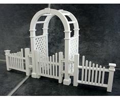 Miniatura Per Casa Delle Bambole Mobili Da Giardino In Legno Bianco Arbour con cancello & Ostacoli
