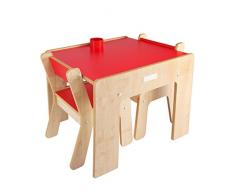 Little Helper FSD02-2 Tavolino con Portamatite e 2 Sedie per Bambini, Rosso